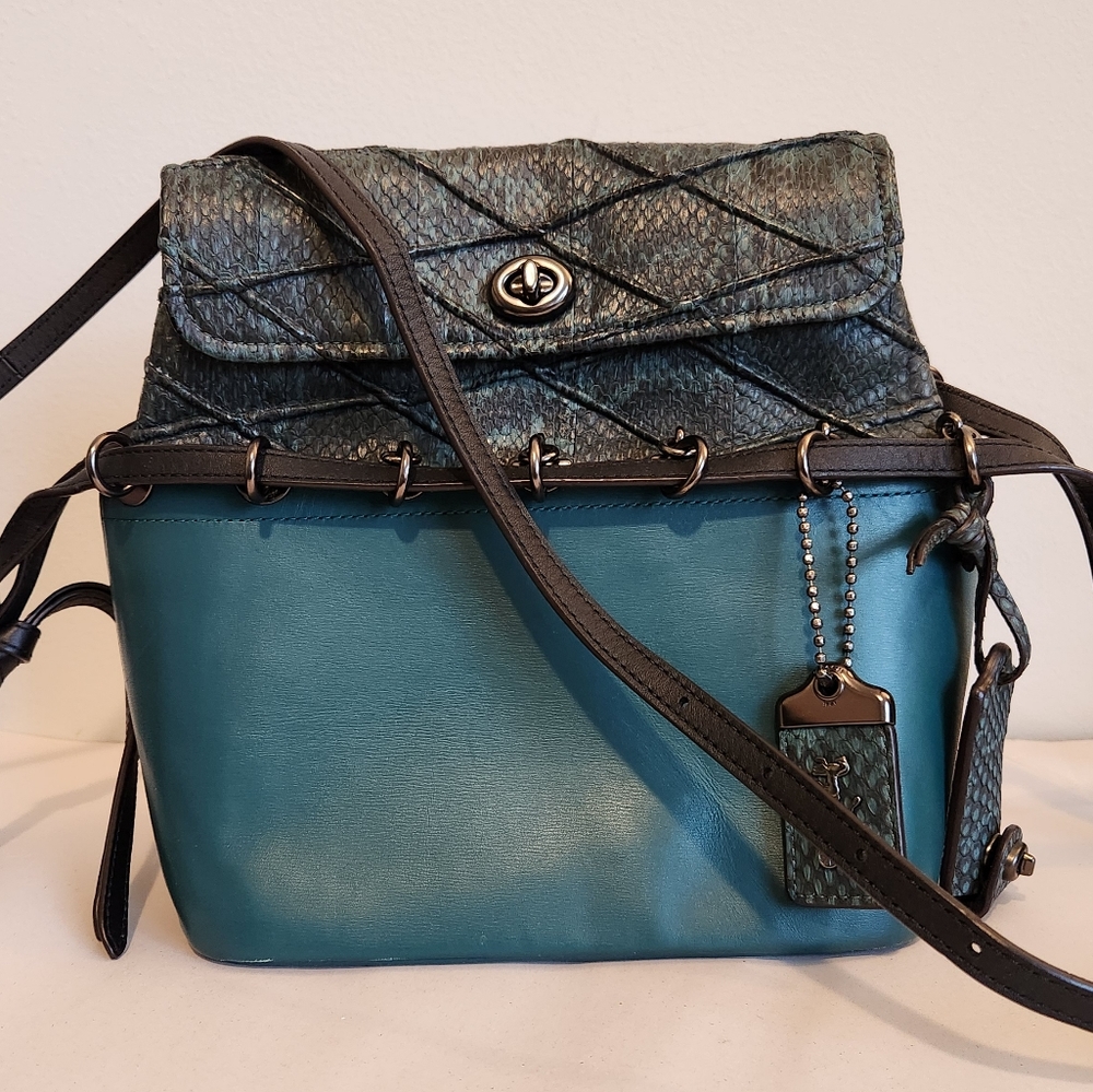 Coach Roxie with Snakeskin Quilting, Teal